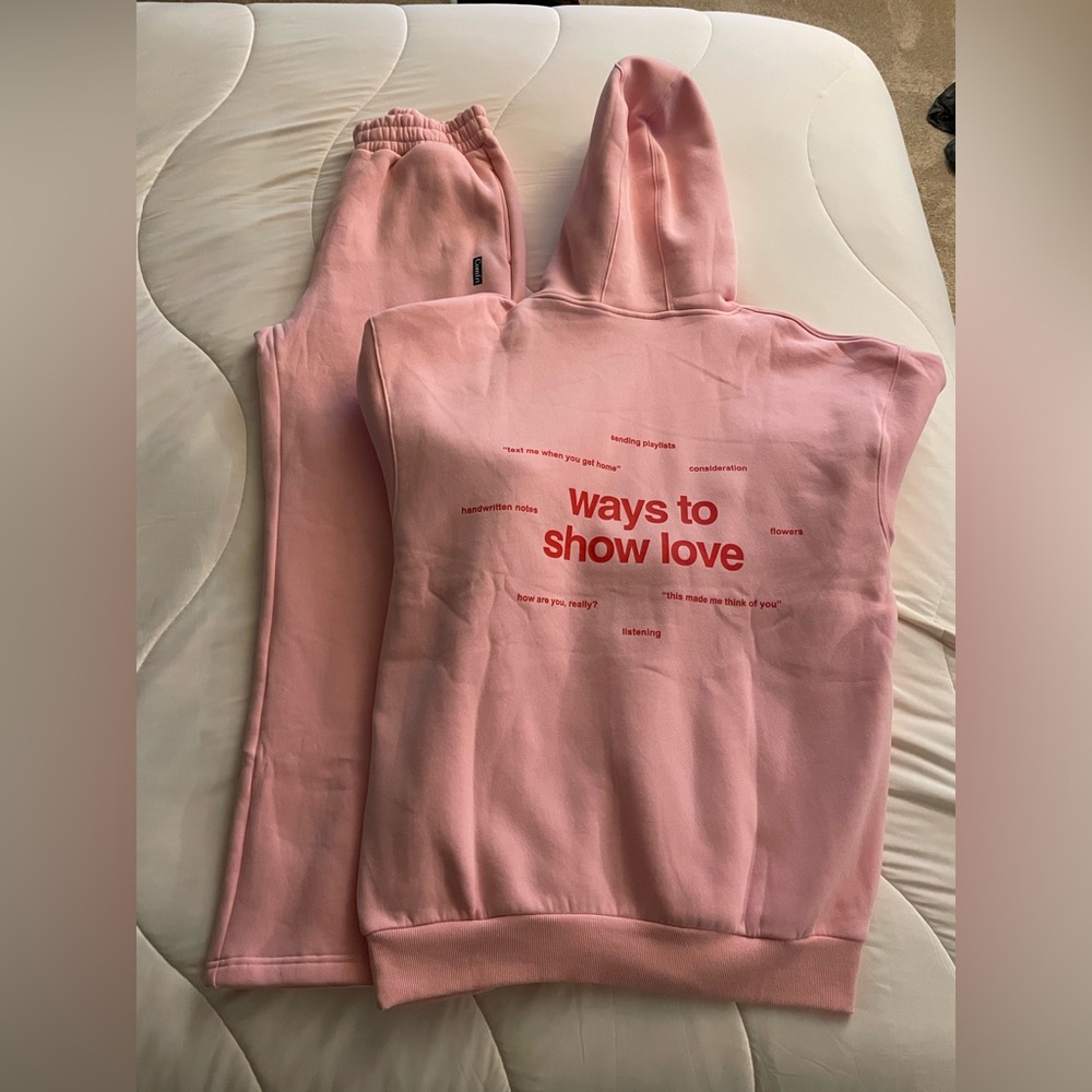Comfrt Soft Pink Love Hoodie and pants. - Picture 2 of 6
